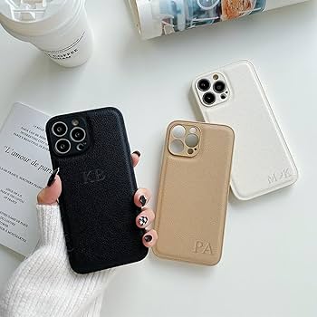 Amazon.com: LalatiFy Initial Embossed Leather Case fit for